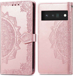 iMoshion Hoesje Geschikt voor Google Pixel 6 Hoesje Met Pasjeshouder - iMoshion Mandala Bookcase - Rosé Goud