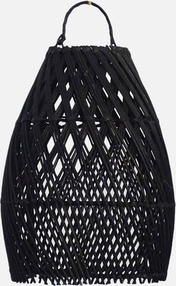 Uma Cantik - Rotan lampenkap 'Ayana' (Zwart, Kruis, Maat L)