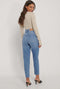 NA-KD Comfort Mom Jeans - Hoge taille - Denim met stretch - Lichtblauw - Maat EU 38