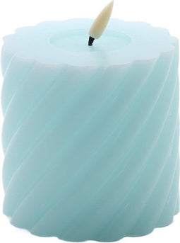 swirl led kaars rustic blauw 10x10cm
