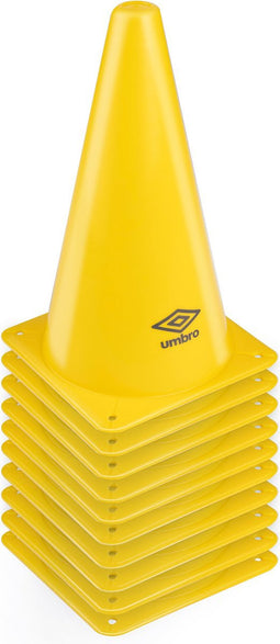 Umbro Pionnen 10 Stuks - Voetbal Trainingsmateriaal - Pilonnen - Train Snelheid en Behendigheid - Geel