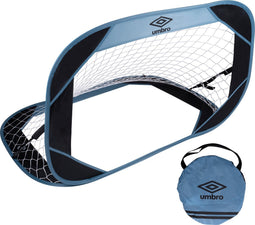 Umbro Pop Up Voetbaldoel - Voetbalgoal 110 x 78 x 78 cm - Voetbal Goal Opvouwbaar met Reistas - Makkelijk Opbergen en Meenemen - Voetbal Training Doel voor Kinderen - Kunststof - Blauw/ Zwart