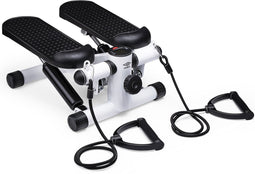 Umbro Stepper Fitness met Digitaal Display - Aerobic Mini Stepper met Weerstandsbanden - Hometrainer voor Thuis Sporten - Cardio en Krachttraining - Zwart/ Wit