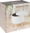 H&S Collection Opbergkruk - hout - teddy stof - taupe - D35 x H40 cm - opbergpoef