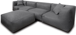 Feel Furniture - Binnen en Buiten bank - Odin - 4 Persoonsbank - Grijs - Met Hocker