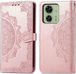 iMoshion Hoesje Geschikt voor Motorola Edge 40 Hoesje Met Pasjeshouder - iMoshion Mandala Bookcase - Rosé Goud