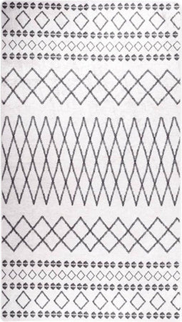 vidaXL - Vloerkleed - wasbaar - anti-slip - 190x300 - cm - zwart - en - wit