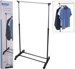 Storage solutions Kledingrek met wielen enkele stang 80x42x(90-165) cm