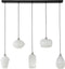 Hanglamp 5L stripe white glass mix - Wit