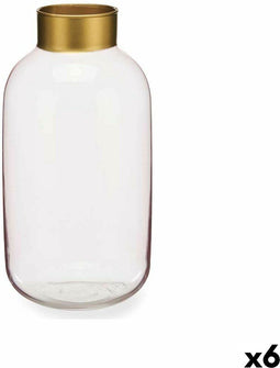 Vaas Roze Gouden Glas 14,5 x 29,5 x 14,5 cm (6 Stuks)