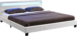 Gestoffeerd bed Paris - 140 x 200 cm - LED Verlichting - Wit