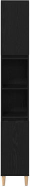vidaXL - Badkamerkast - Zwart - Eiken - 30x30x190 - cm - Houtmateriaal