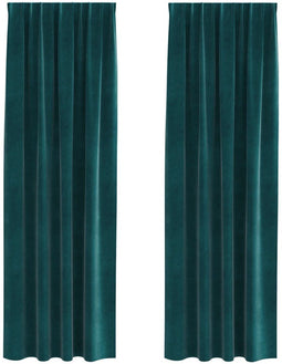 vidaXL - Zwarte - Gordijnen - met - Bovenband - 2 - stuks - Donkergroene - Velours