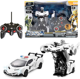 Roboforces RC Transformer Politieauto met Lichteffecten - Afstandsbediening Speelgoedauto voor Kinderen
