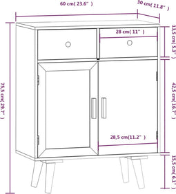 vidaXL - Dressoir - met - lades - 60x30x75,5 - cm - bewerkt - hout