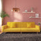 vidaXL - Slaapbank - 2-zits - met - 2 - kussens - stof - geel