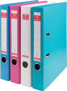 Pergamy ordner, voor ft A4, volledig uit PP, rug van 5 cm, geassorteerde kleuren 10 stuks