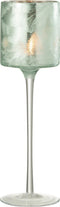 J-Line Theelicht Houder Boom Op Voet Glas Groen/Zilver Large