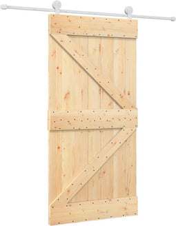 vidaXL - Schuifdeur - met - beslag - 100x210 - cm - massief - grenenhout