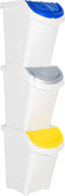 vidaXL - Afvalbakken - met - deksels - stapelbaar - 3 - st - PP - 120 - L - wit