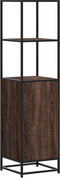 vidaXL - Hoge - kast - 35,5x35x139 - cm - bewerkt - hout - en - metaal - bruin - eiken