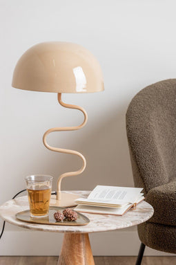 Leitmotiv Tafellamp Twist - Metaal - Gedraaid ontwerp - Lichtbruin - 31x54x31 cm (BxHxD)