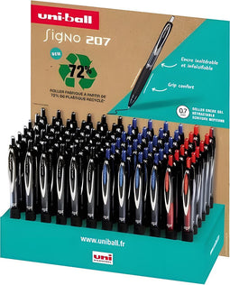 Uni-ball Signo RT207 roller, intrekbaar, schrijfbreedte 0,4 mm, gerecycled plastic, display van 72 stuks,