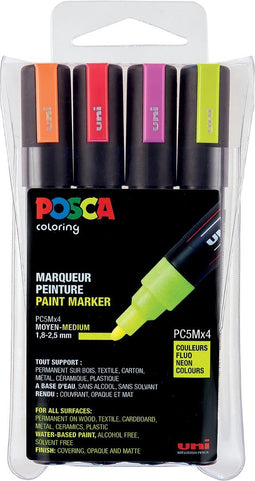 Uni Posca Verfmarkers - 4-delige set - 5M Neon