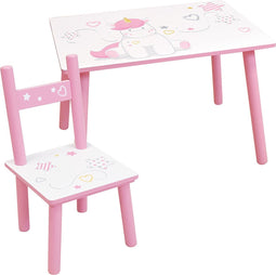 Unicorn Tafel met stoeltje - 41,5 x 60 x 40 + 49,5 x 31,5 x 31 cm - MDF