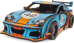 UNIDRAGON Houten 3D DIY Puzzel Voor Volwassenen Model Woosaic - Comet GTS Blauw/Oranje - 219 stukjes - 26,8x13,3x7,8 cm