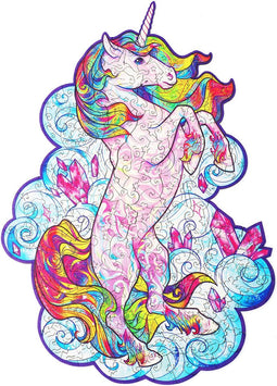 UNIDRAGON Houten Puzzel Voor Volwassenen Dier - Inspirerende Eenhoorn - 195 stukjes - Medium 26x32 cm