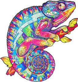 UNIDRAGON Houten Puzzel Voor Volwassenen Dier - Regenboogkleurige Kameleon - 700 stukjes - Royal Size 46x68 cm