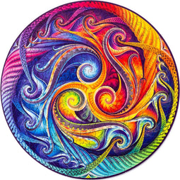 UNIDRAGON Houten Puzzel Voor Volwassenen Mandala - Spiraal Incarnatie - 200 stukjes - Medium 25x25 cm