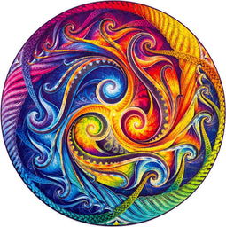 UNIDRAGON Houten Puzzel Voor Volwassenen Mandala - Spiraal Incarnatie - 700 stukjes - Royal Size 45x45 cm