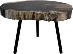Unieke Bijzettafel – Natuurlijk en Stijlvol - Salontafel rond - ø41-43x30 - Naturel/zwart - Metaal - Kerstcadeau