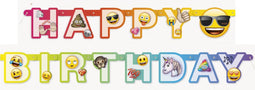 UNIQUE - Kartonnen happy birthday Emoji Rainbow banner