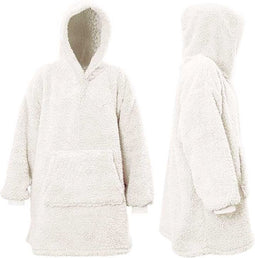 Unique Living Oversized Teddy Fleece Hoodie Dove White