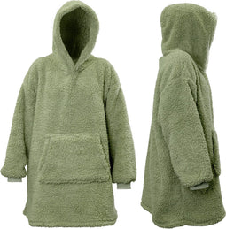 Unique Living Oversized Teddy Fleece Hoodie Tea Green