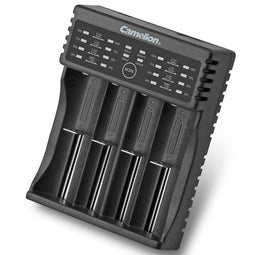 Universal charger charges Ni-MH 1.2V, Li-Fe 3.2V, Li-Ion 3.7 to 3.85V batteries