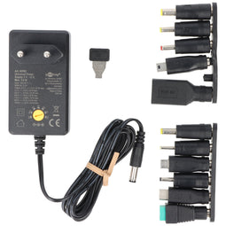Universal power supply 3 volts to 12 volts, max. 3.6 W, including 11 adapters