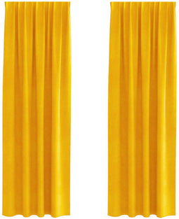 vidaXL - Blackout - Gordijnen - met - Topband - 2 - stuks - Mosterdgeel - Velvet