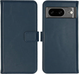 Selencia Google Pixel 8 - Echt Lederen Bookcase - 3 Pashouders - Blauw