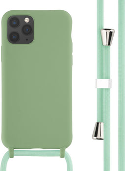 iMoshion Hoesje Geschikt voor iPhone 11 Pro Hoesje Met Koord - iMoshion Siliconen hoesje met koord - Groen
