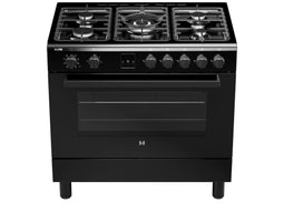 ETNA FG190ZWA - Gasfornuis 90 cm - 5 branders inclusief wokbrander - Zwart