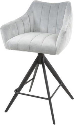 Barstoel Cinema Draaibaar Velvet - Zilver | Meubelplaats (set van 2)