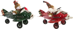 Kerstversiering DKD Home Decor Vliegtuig Metaal (36,5 x 23 x 25 cm) (2 Stuks)