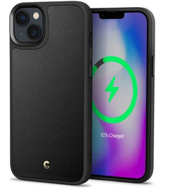 Spigen ACS04946 - iPhone 14 Plus - Soft case - Vegan leer - MagSafe - Zwart