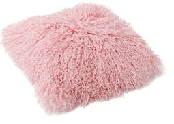 Luxe Mongools Lammerenbont Kussensloop - Echt Suède met Leren Achterkant, 40x40 cm