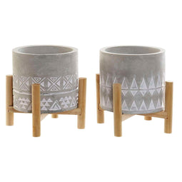 Kaars DKD Home Decor Grijs Hout Bruin Cement Aluminium Was (10 x 10 x 12 cm) (2 Stuks)
