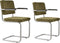 Zuiver Ridge Rib Eetkamerstoelen met armleuning Groen - Set van 2